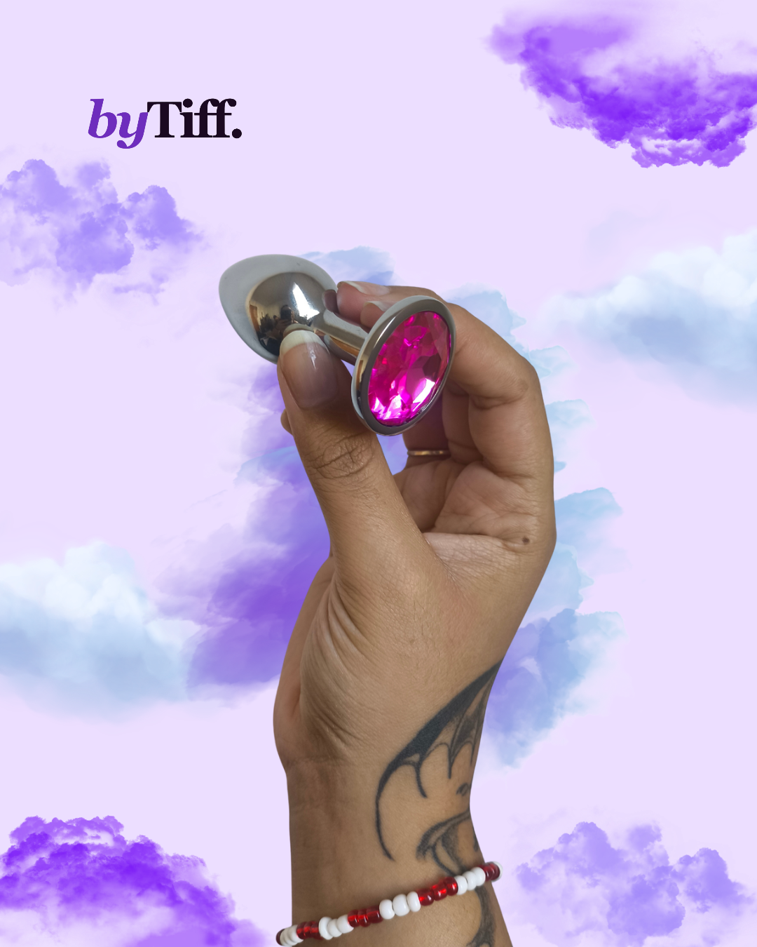 Plug Anal P em Metal com Joia Rosa